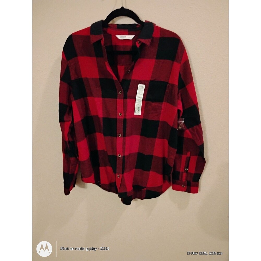 Sonoma red and black buffalo plaid supersoft flannel shirt with sustainable cott